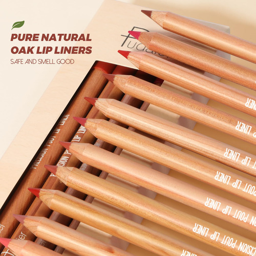 Conjunto De Delineador Labial, 12 Peças De Carvalho Natural