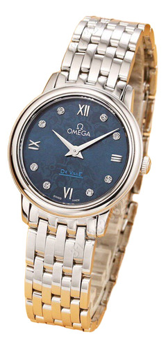 Omega Reloj Para Mujer Con Correa De Acero Y Esfera Azul