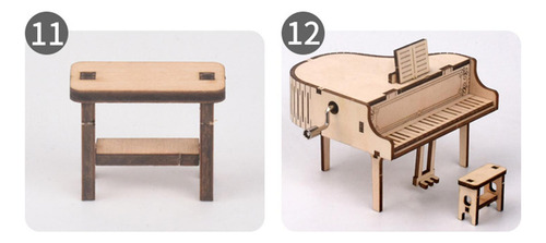 2 Diy Kit De Modelo De Piano De Madera Hecho A Mano Manivela