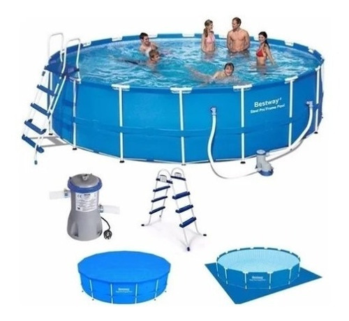 Piscina Bestway 4.57m 91cm + Filtro + Cobertor + Escalera 