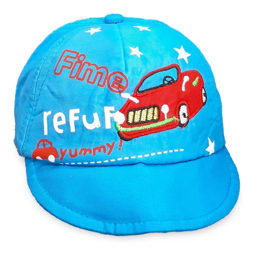 Gorro Bebe Verano Con Visera Diseño Auto Bordada Estampada 