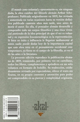 El Mundo Como Voluntad Y Representación Arthur Schopenhauer