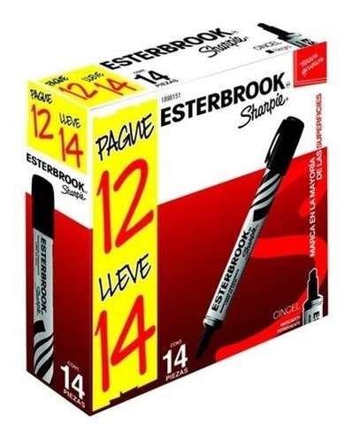 Caja Con 14 Plumones Marcadores Esterbook Sharpie Cincel