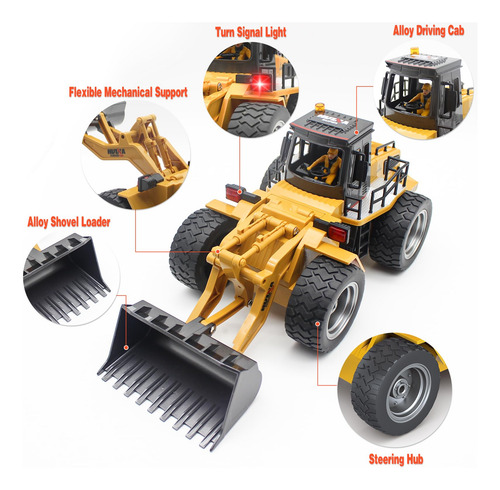 Fistone Cargador Frontal Rc De 9 Canales, Tractor De Pala D.