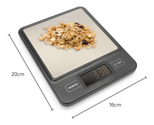 Imagen 6 de 9 de Balanza Cocina Digital Femmto C03 Para Pesar Alimentos Capacidad máxima 3 kg Color Plateado