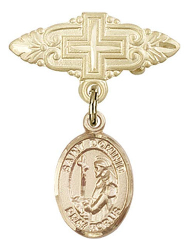 Baby Badge 14kt Gold With St Dominic Guzman Charm