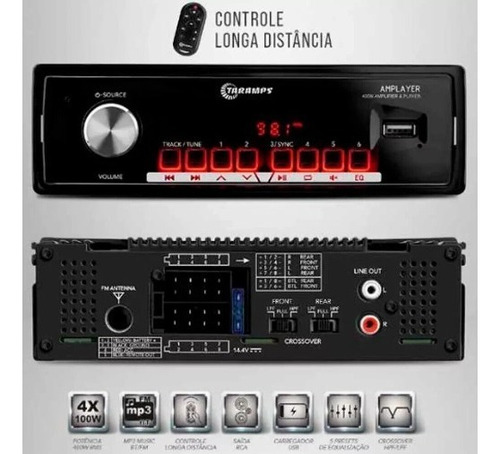 Rádio Taramps Com Módulo Integrado Controle Longa Distância