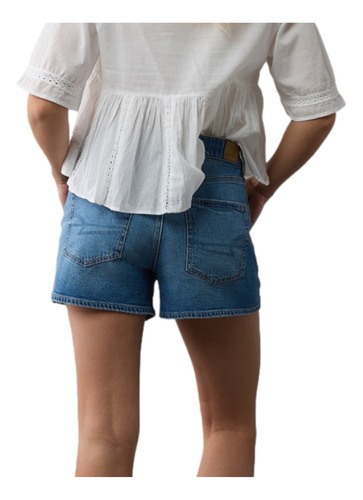 Short Cintura Super Alta Relajado Strigid Denim Med Tinted
