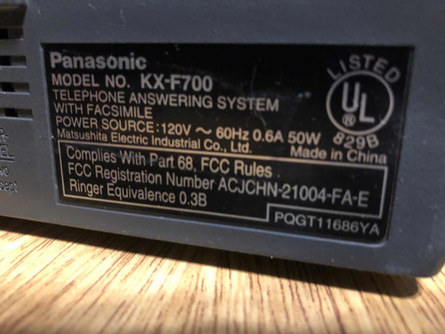 Fax Panasonic Kxf 700 Elmejor!!!!!!equipo En Estado Excelen (Usado)