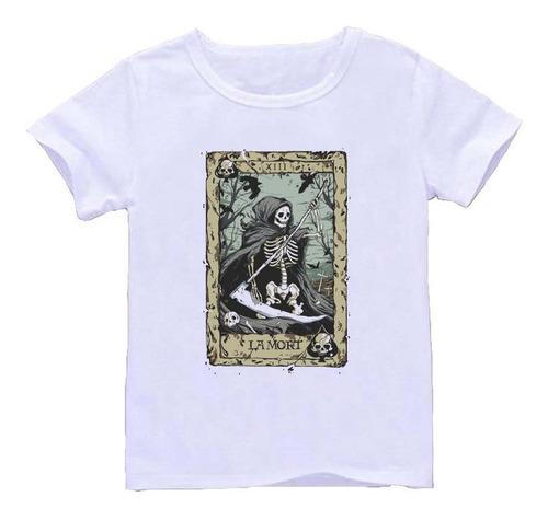 Remera Blanca Niños Calavera R390