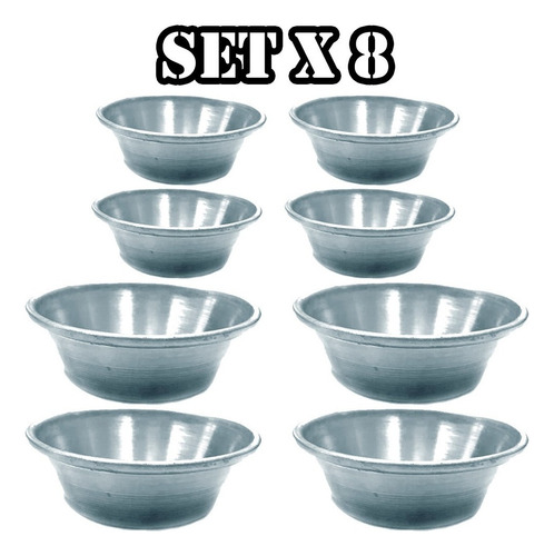 Set X 8 Dips Cazuela Dip Aderezos Salsas Aluminio Apilable!