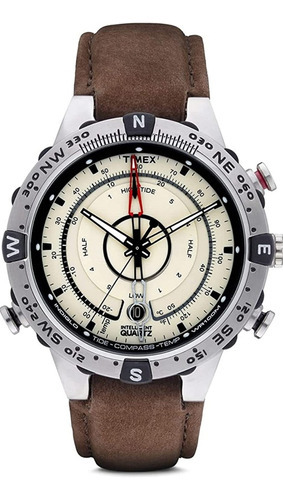 Reloj Timex Inteligente Con Brújula Color de la correa Café Color del bisel Cromado Color del fondo Crema