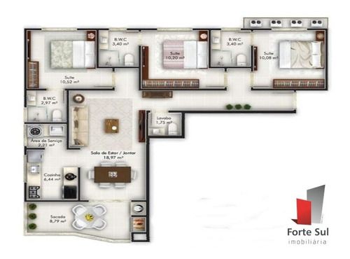 Imagem 10 de 12 de Ótimos Apartamentos Com 02 Ou 03 Suítes - Bem Localizado!!! - L263 - 4848777