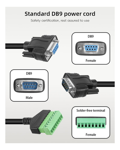 Cable De Extensión Sin Soldadura Db9, Db9 Rs232 D-sub Macho