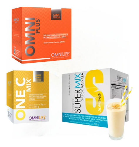 Pack Defensas Omnilife Supermix+onecmix+omniplus X3 Cajas Frutal