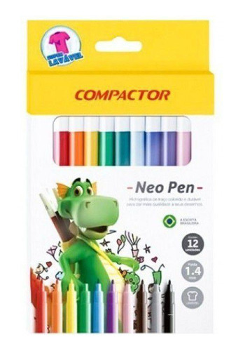 Caneta Hidrográfica Compactor Neo-pen Gigante 12 Cores