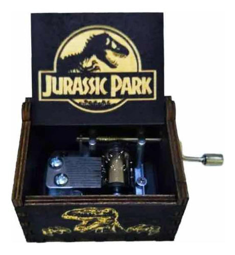 Caja Musical Jurassic Park Negra Con Manivela