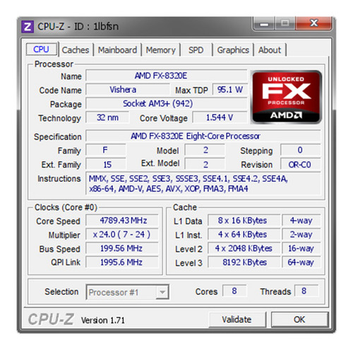 Procesador Gamer Amd Fx 8320 8nucleos 8hilos 4ghz 8mb Cache (Usado)