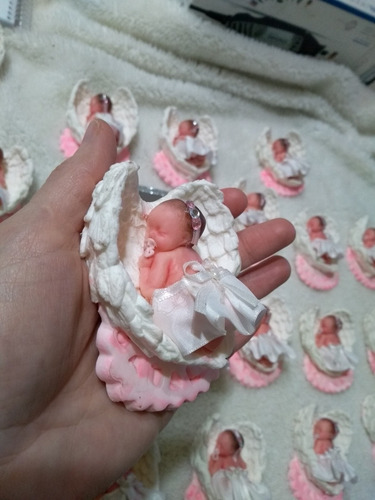 Souvenir Bebé Colita Dormido Con Nombre Porcelana Fría X10 U