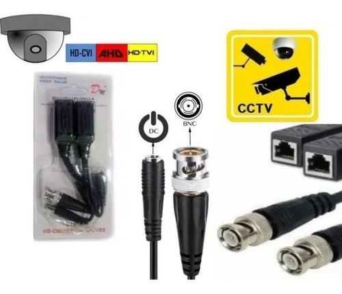 Imagen 3 de 4 de 2 Balun Camara Y Dvr Rj45 A Bnc + Dc