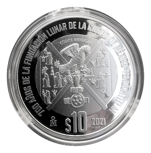 Moneda De Plata Proof 2021 700 Años Fundación Lunar Tenochti