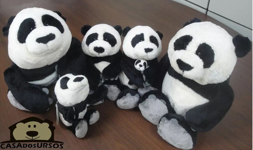 Familia Panda Completa De Pelúcia Alta Qualidade - 6 Peças