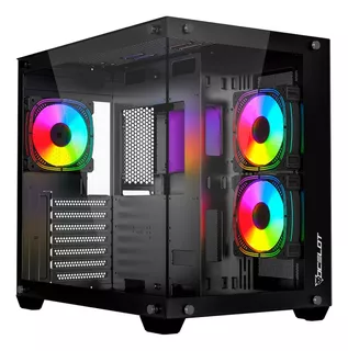 Ocelot Gabinete Atx Gaming A-cube 1 3 Ventiladores Color Negro espacio para 8 ventiladores soporta GPU hasta 410mm panel frontal cristal templado Alta calidad