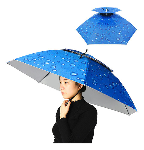 Sombrero Paraguas De Doble Capa Para Mujer Y Hombre, Gorro P