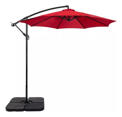 Ombrelone Guarda Sol P Praia E Jardim 3 Metros Com Base 60l Cor Laranja-escuro Lisa