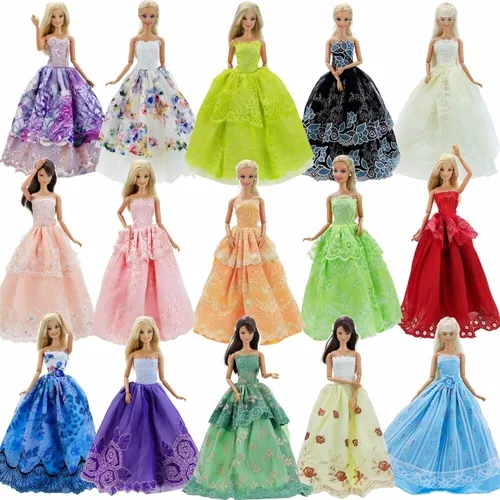 Kit Atacado 5 Vestidos De Princesa Para Boneca Barbie