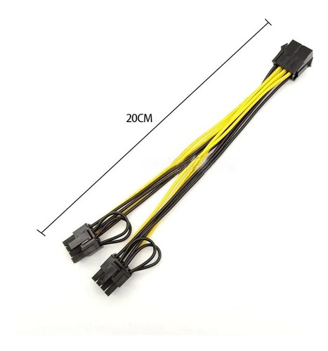 Imagen 2 de 6 de Cable Splitter 8pin Pcie A 8pin Pcie X2 (6+2). 18awg, 20cm.