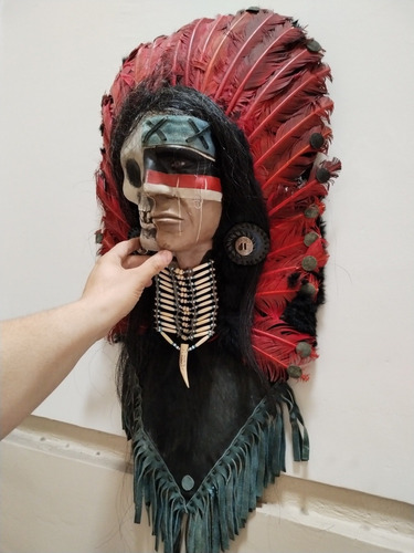 Penacho Indio Americano Máscara Tomahawk Maniquí De Pared