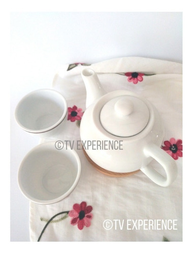 Imagen 3 de 6 de Tetera Porcelana China 450 Cc + 2 Tazas Cuencos Juego De Té