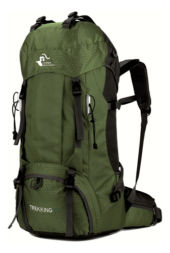 Mochila Viaje Camping Senderismo Trekking Montañismo 60l Funda Color Verde-musgo Diseño De Tela Lisa Premium