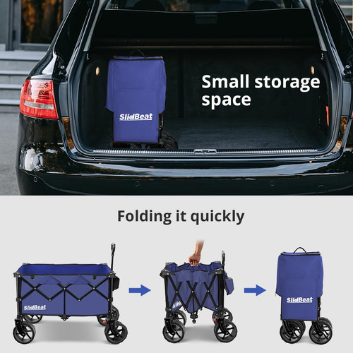 Carro Plegable 220l Carrito Utilidad Ruedas Grandes Modelo N Azul