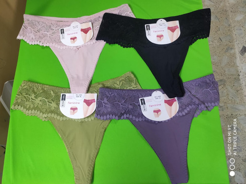 3 Pz Tanga Encaje Para Dama Lenceria Colores Surtido