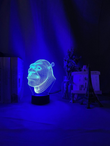 Luz De Noche Led Shrek Cabeza Holograma 3d Ilusión Lámpara P