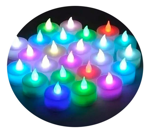 24 Velas Led Multicolor Rgb Souvenir Cotillon Alta C/pilas