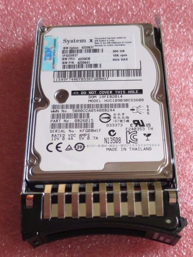 Disco Duro Servidor Ibm 300gb 10k Rpm 2.5 Sas 6gbps 42d0638 (Reacondicionado)