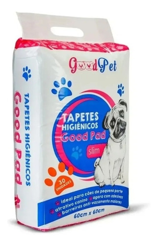 Imagem 1 de 4 de Tapete Higiênico Banheiro Fralda Pet Cães 60x60 Cm - 30 Unid
