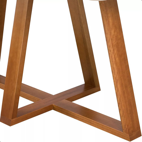 Mesa De Jantar Wood Premium Base Madeira Pura Com Vidro
