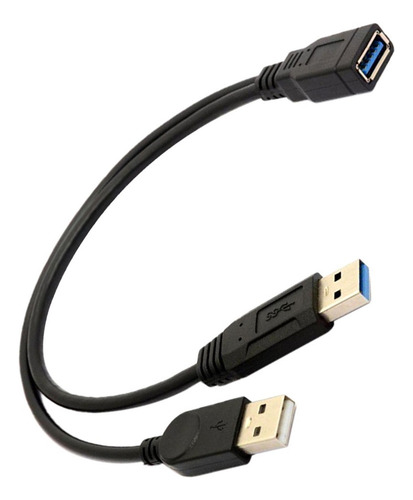 Negro Usb 3.0 Hembra A 2 Usb Macho Cable Divisor De