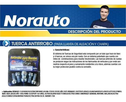 Tuerca Antirrobo Renault-chevrolet (d2)
