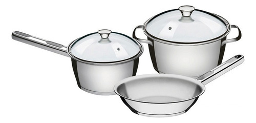Conjunto de panelas Tramontina Ac. 3 peças em aço inoxidável Allegra 65660/694 Cta