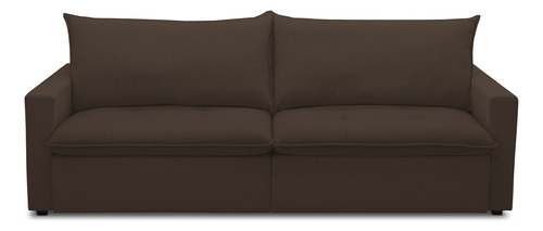 Sofá Cama Retrátil Reclinável Sala 208cm Lari Veludo Marrom