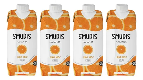 4x Jugo Smudis Naranja 500cc 100% Natural Sin AzĂșcar Agre Fw