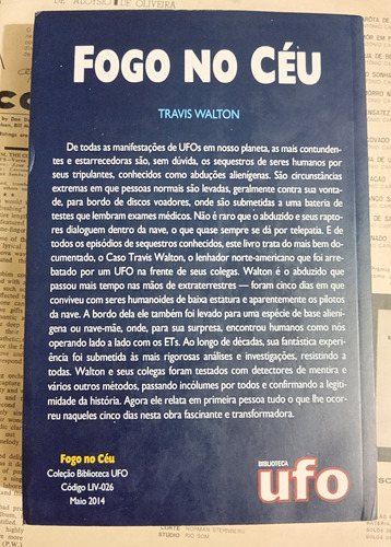 Livro Fogo No Céu - Travis Walton - Biblioteca Ufo