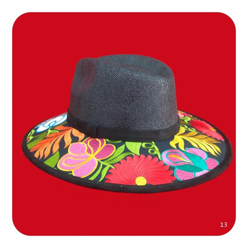 Imagen 3 de 10 de Elegante Sombrero Artesanal De Gamuza Bordado Mediano 2