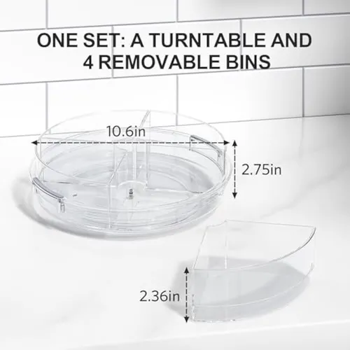 Lamu Lazy Susan - Organizador Con 4 Contenedores Extraíbles