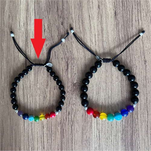 Imagen 6 de 10 de Pulsera 7 Chakras Con Onix Y Plata 925 Agalea Hombre Mujer